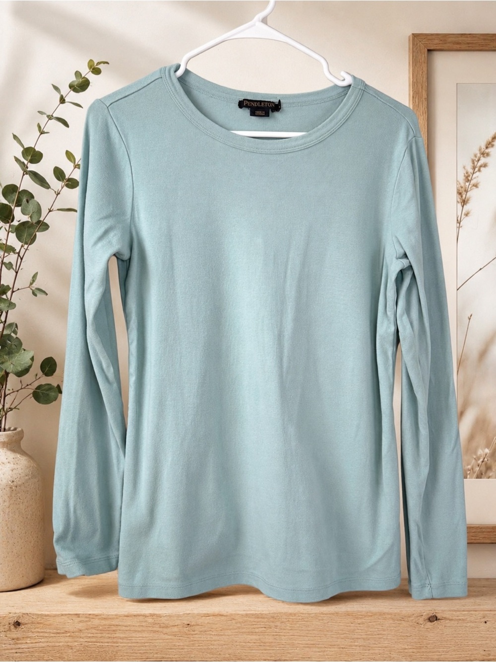 Pendleton Seafoam Blue/Green Long Sleeve Crew Neck Knit Top Small